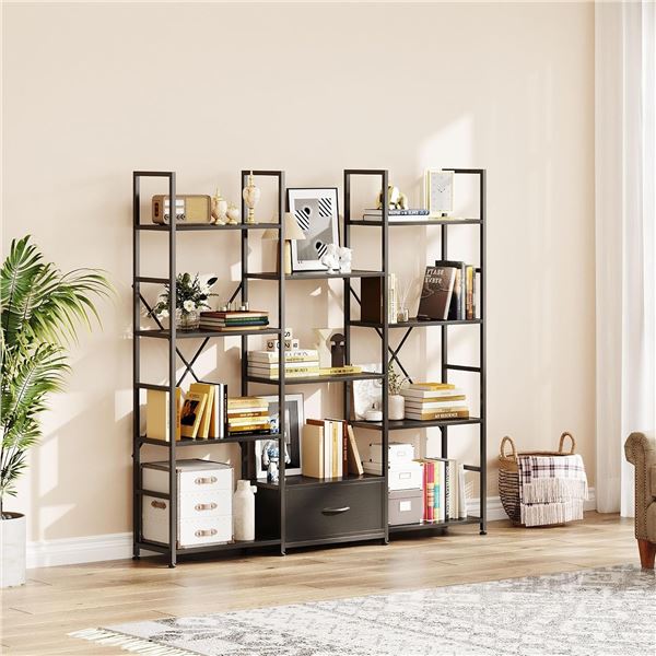 BNIB - Vermess Triple 4 Tier Bookshelf, Rustic Brown, RV: $149.99
