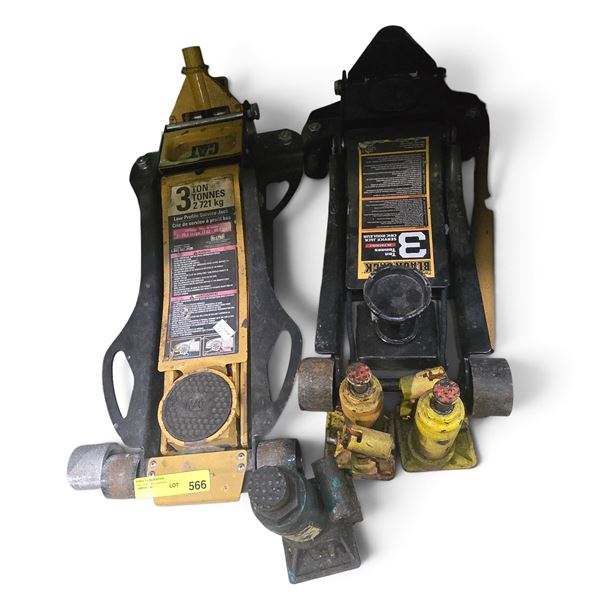 Group of floor jacks & jackstands w/ motorcycle/ATV jack