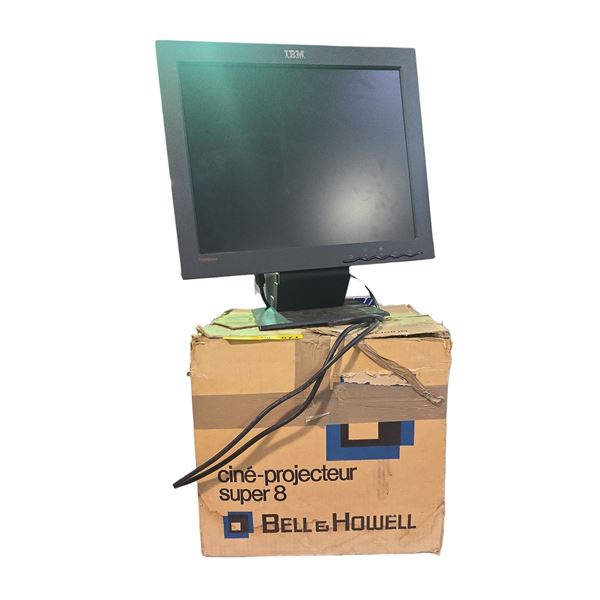 Bell & Howell projector in box w/ IBM monitor