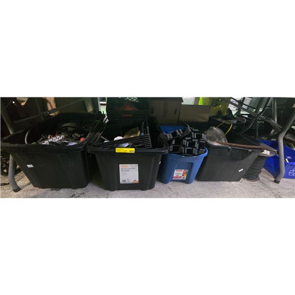Under table lot including misc. hardware, wire, locks, lights, etc.