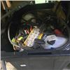 Image 2 : Under table lot including misc. hardware, wire, locks, lights, etc.