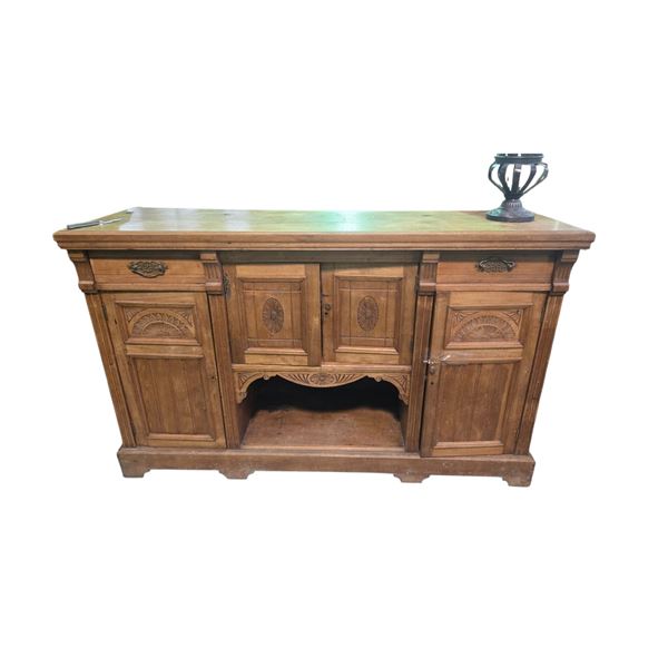 Vintage solid wood sideboard cabinet - 59x19x36"