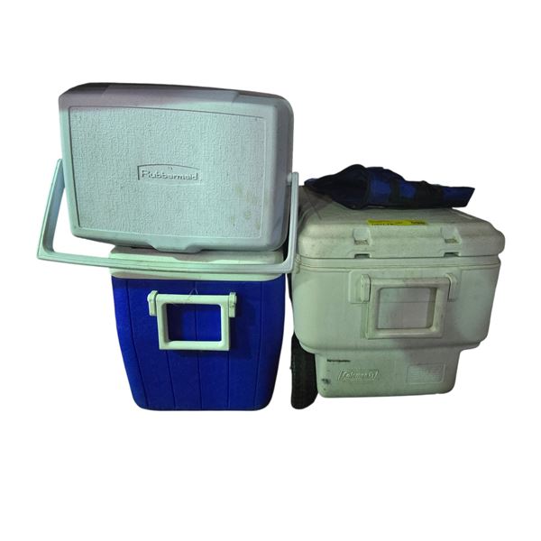 Group of various sized coolers