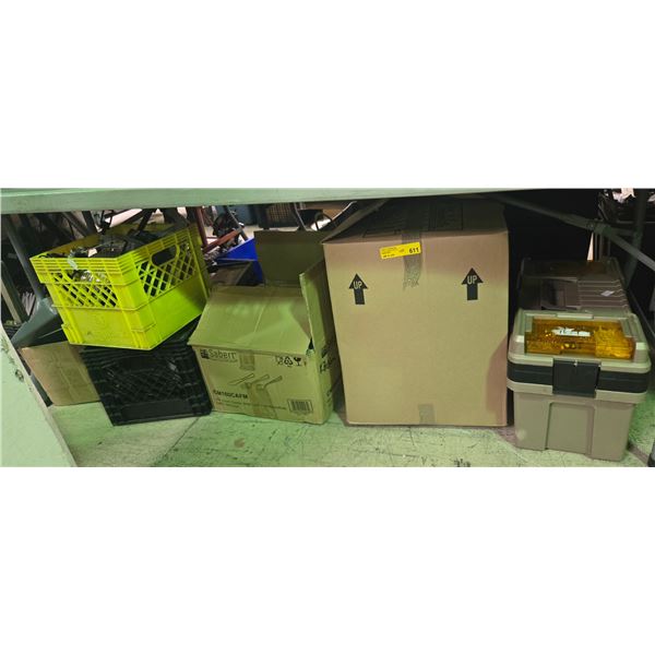 Under table lot - Toolbox w/ fasteners, household items, etc.