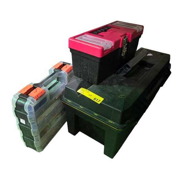 Group of plastic tool boxes