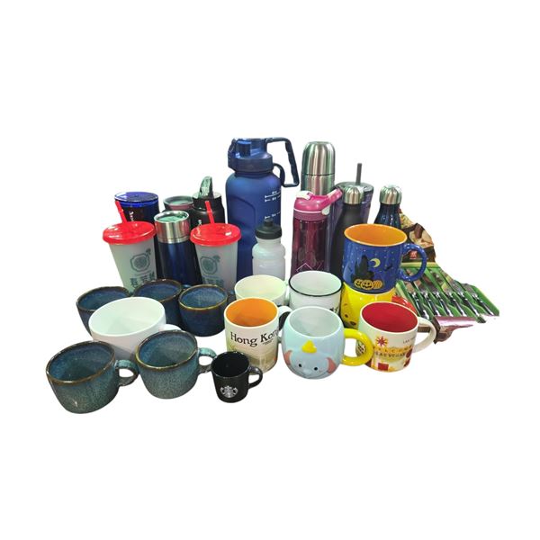 Group of travel mugs mugs & water bottles