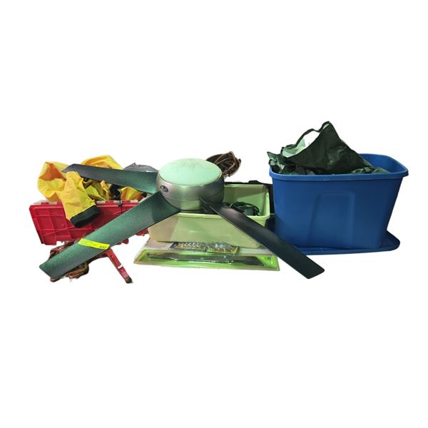 Group - Ceiling fan, lawn mower blade, come-a-longs, etc.
