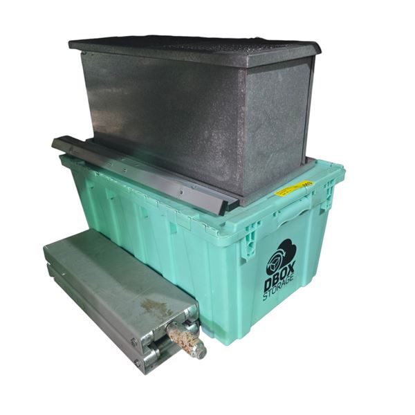 Scissor jack w/ industrial HVAC fan & filter