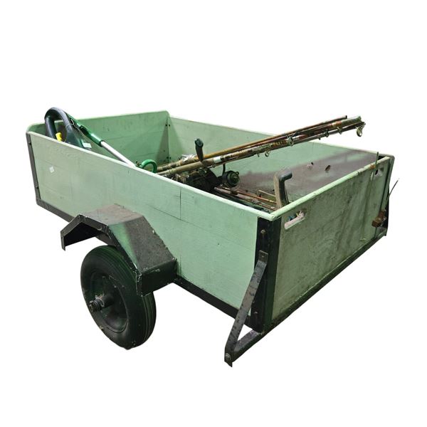 Single axle utility trailer w/ fishing rods & weed eaters