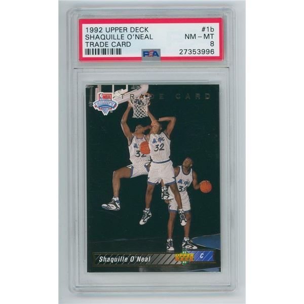 1992 Upper Deck Shaquille O'Neal Trade Card PSA 8