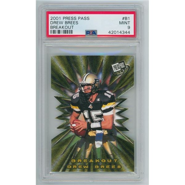 2001 Press Pass Drew Brees Breakout #B1 PSA 9
