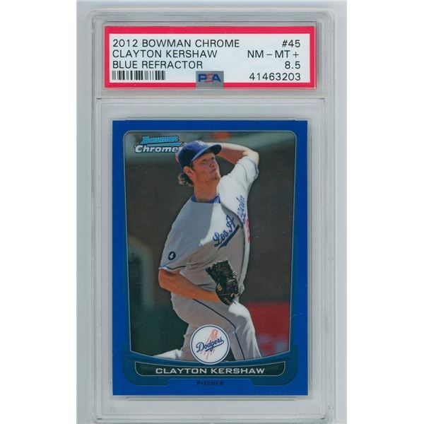 2012 Bowman Chrome Clayton Kershaw Blue PSA 8.5