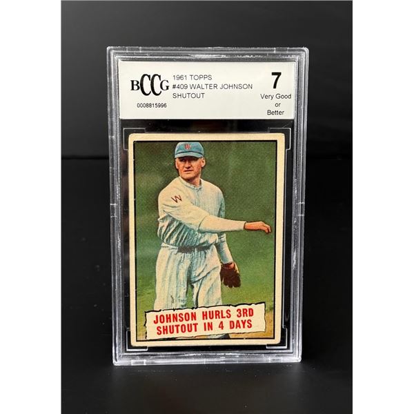 1961 Topps #409 Walter Johnson Shutout BCCG 7