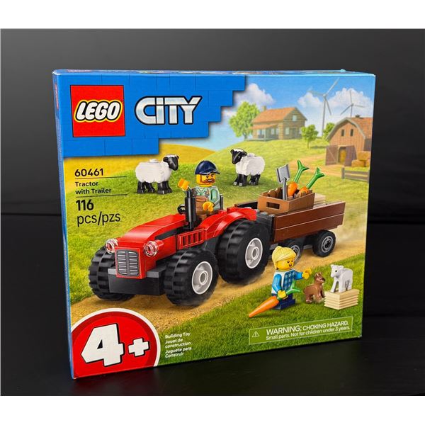 Lego City Red Farm Tractor with Trailer & Sheep