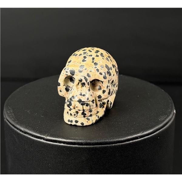 Carved Dalmatian Jasper Skull
