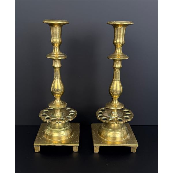 Imperial Russian Brass Sabbath Candlesticks