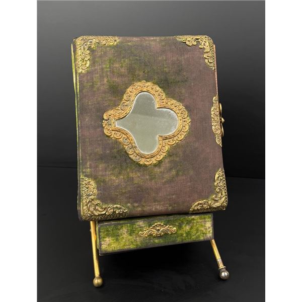 Victorian Green Velvet Photo Album with Stand