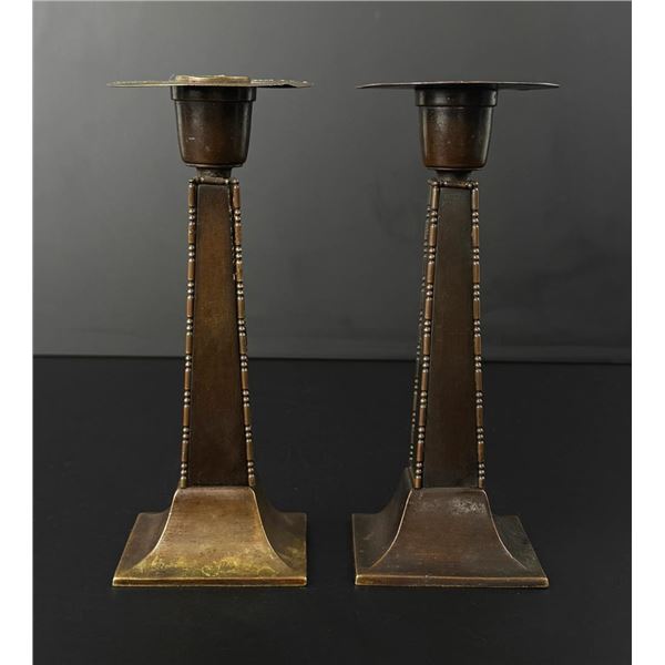 Arts & Crafts Bronze Candlesticks
