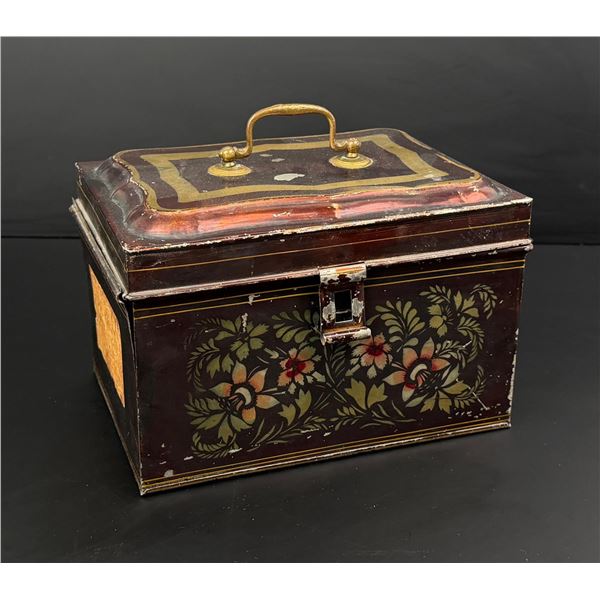 19th Century Tole Painted Tin Document Box