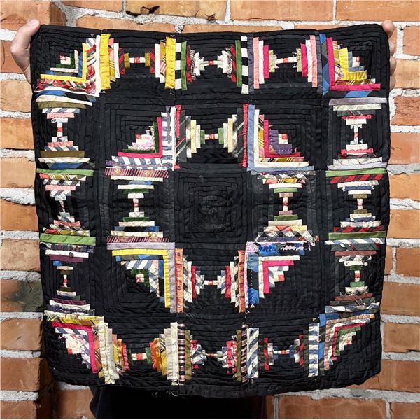 1870s Mennonite Log Cabin Crazy Quilt Pillow