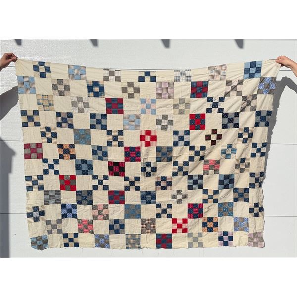 1890s Nine Patch Feed Sack Quilt Top