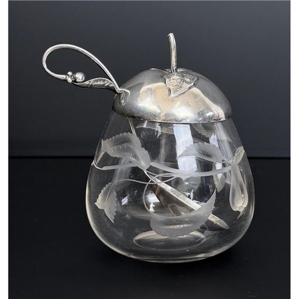 Georg Jensen Sterling Silver Crystal Jam Jar