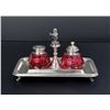 Image 1 : Victorian Cranberry Glass Condiment Set