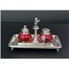 Image 2 : Victorian Cranberry Glass Condiment Set