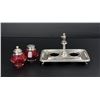 Image 3 : Victorian Cranberry Glass Condiment Set