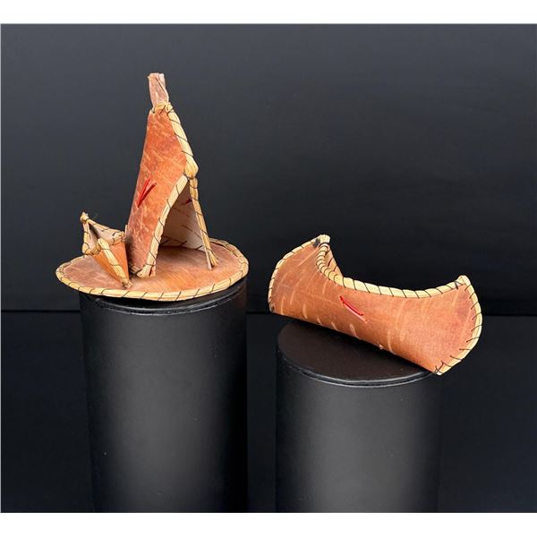 Ojibwe Native American Birch Bark Canoe Tipi