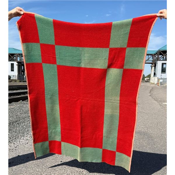 Green & Red Checkerboard Wool Blanket