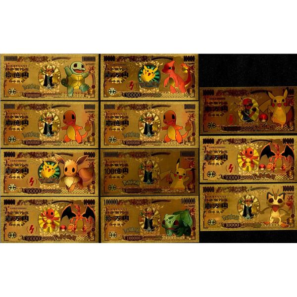 Collection of Pokemon Gold Foil Notes