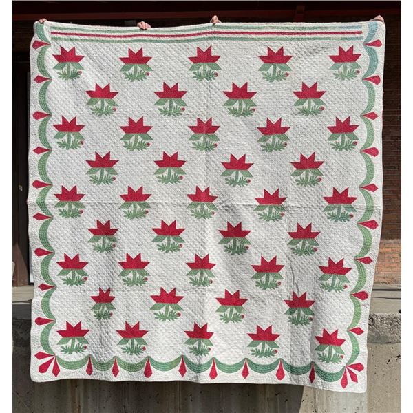 1850s Peony Applique Quilt