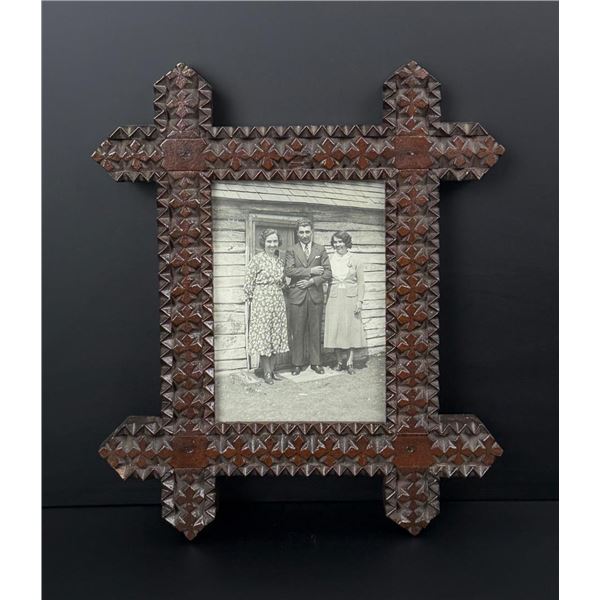 Tramp Art Folk Art Picture Frame