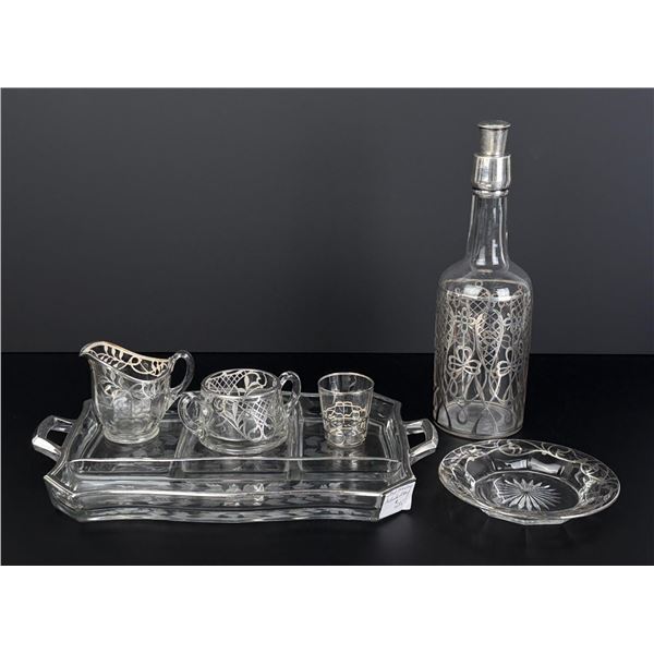 Set Sterling Silver Overlay Tableware