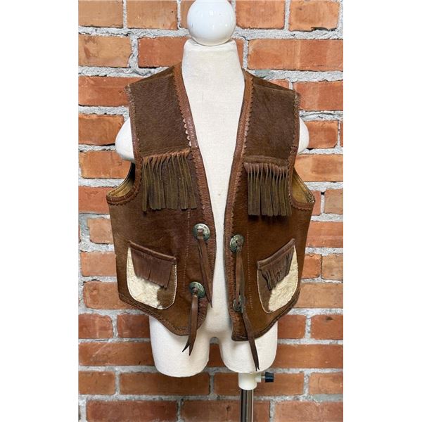 Vintage Kids Cowhide Leather Cowboy Vest