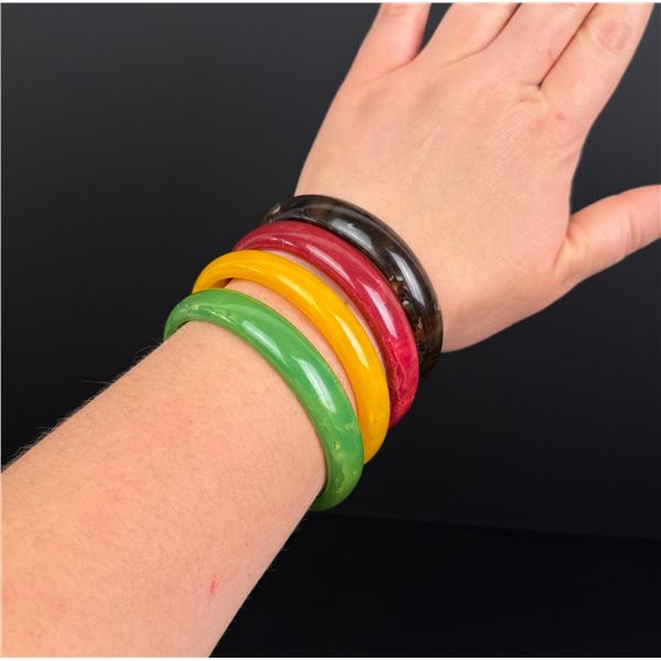 Art Deco Swirled Bakelite Bangle Bracelets