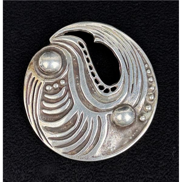 Signed Sterling Silver Modernist Brooch