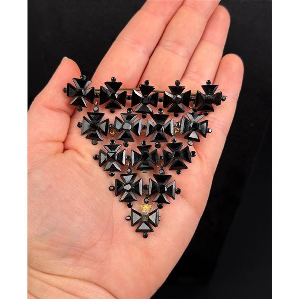 Victorian Onyx Mourning Brooch