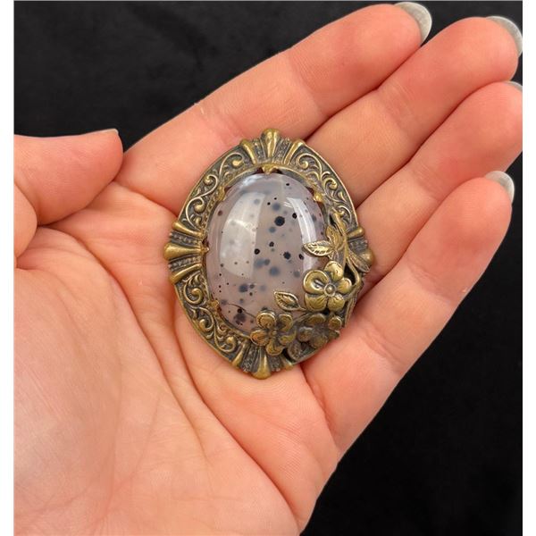 Victorian Moss Agate Brooch