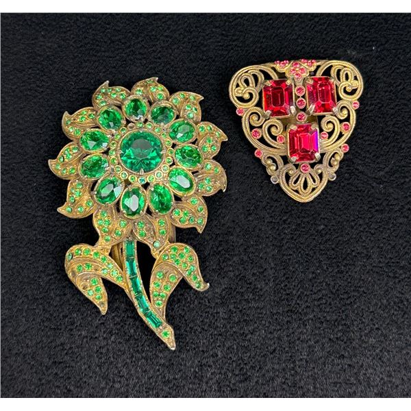 Pair of Rhinestone Art Deco Dress Fur Clips