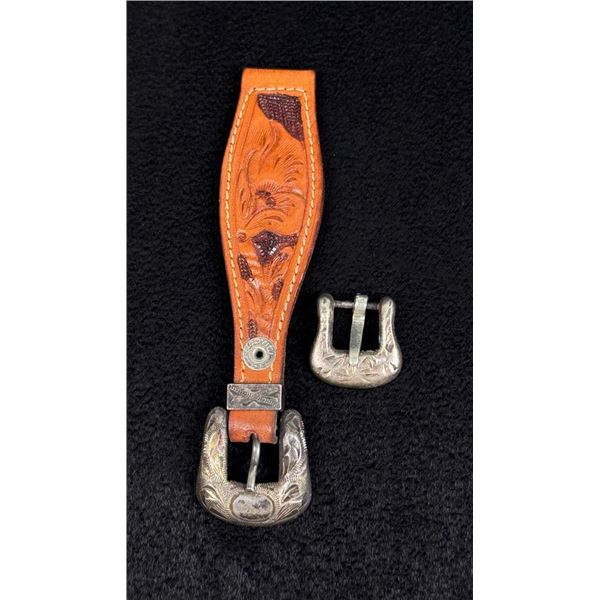 Sterling Silver Tooled Leather Cowboy Watch Band