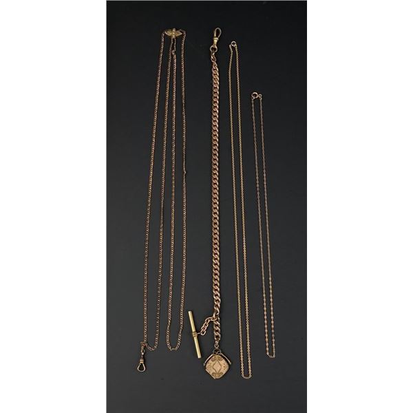 Collection of Gold Filled Pocket Watch Chains Fobs