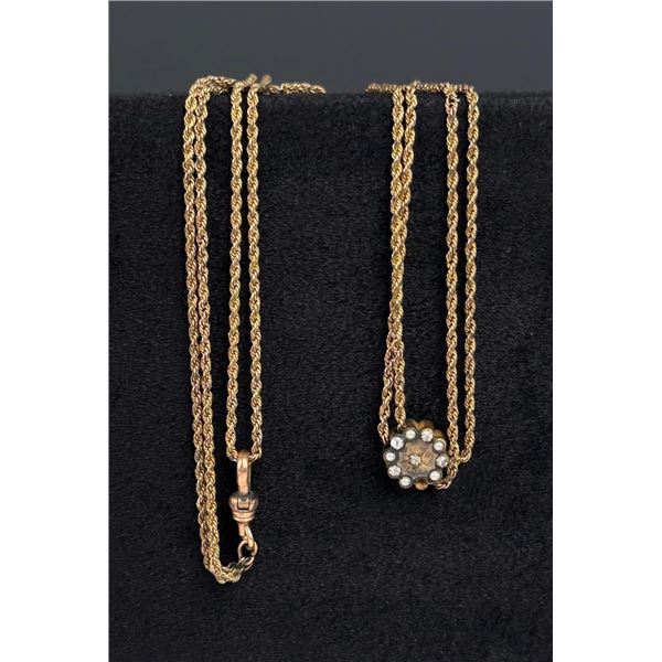 Gold Filled Pendant Pocket Watch Fob Slide Chain