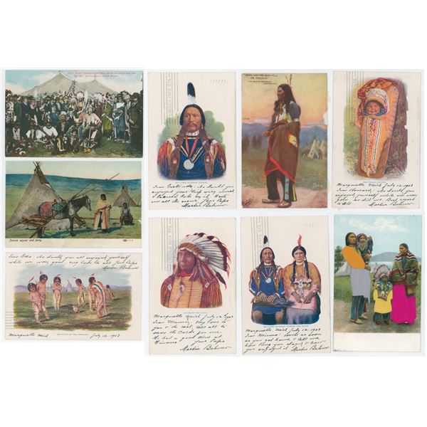 Group of Native American Indian Postcards