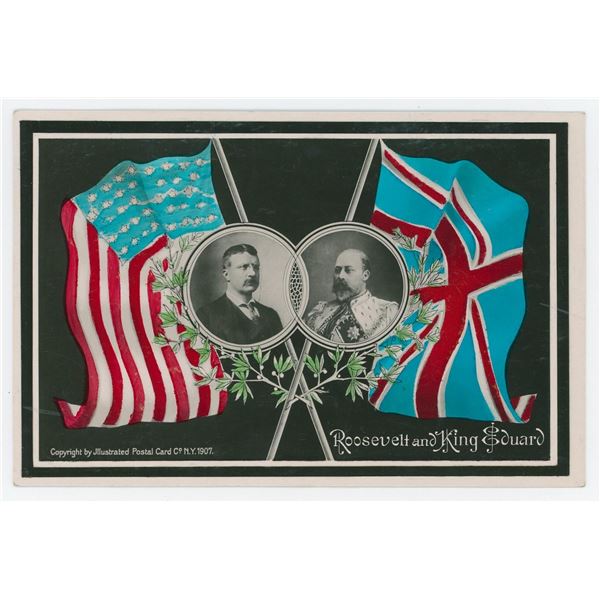 1907 Teddy Roosevelt and King Edward VII Postcard