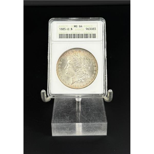 1885 O Morgan Silver Dollar ANACS MS64