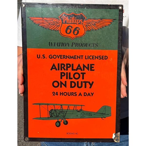 Phillips 66 Porcelain Pilot on Duty Sign