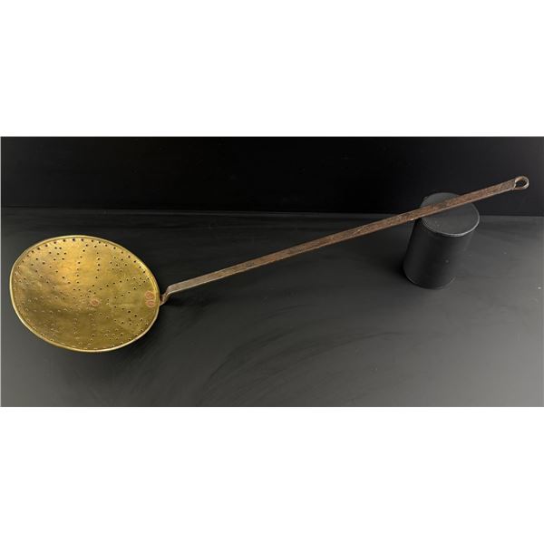 Early Country Primitive Brass Chestnut Warmer