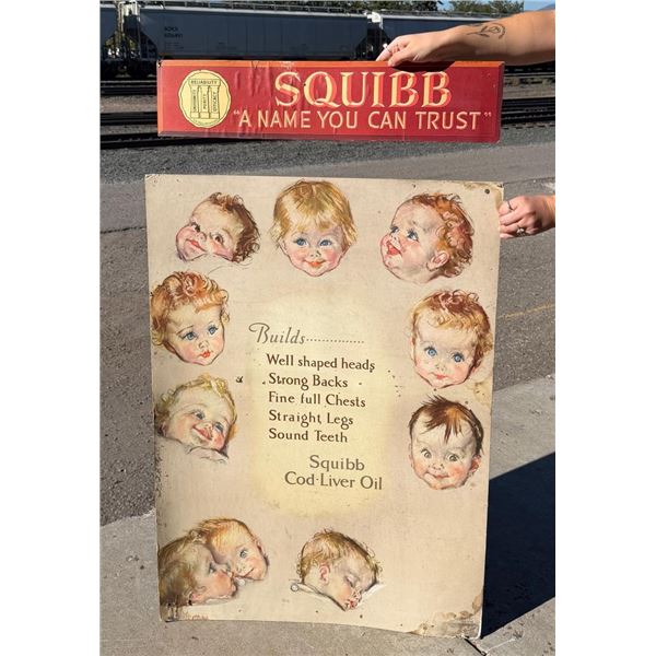 Squibb Cod Liver Oil Store Display Sign